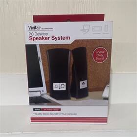 Vivitar 77559-wsr 2.0 Channel Wired Pc Desktop Speaker System Black Magnetically Shielded