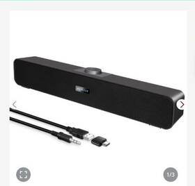 El003a Votntut Black Desktop Wired Stereo Usb Powered Soundbar Computer Speaker