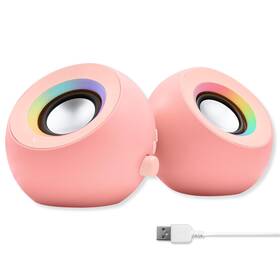 X9 Performance 701107501512 Pink Computer Speakers For Desktop Pc With Rgb Lighting Bluetooth Usb And