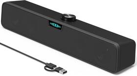 Xkx125b Xkx Computer Soundbar Speakers For Desktop Pc Mac Usb Plug-in Wired Black