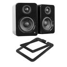 Yu2gb Yu2 Kanto Powered Desktop Speakers Pair Gloss Black Obsidian 800152713175