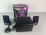 Accent Acoustics S-3006 3-PIECE Amplified Speaker System Tested. Fixed Price $18.00.