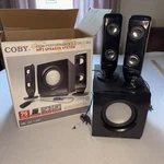 Coby High Performance Multi Media MP3 Speaker System Black CS-MP77. Fixed Price $20.00.