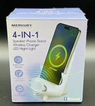 Merkury Innovations 4-IN-1 Speaker Phone Stand Wireless Charger Led Night Light. Fixed Price $24.00.