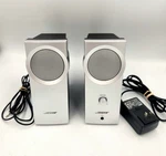 Bose Companion 2.0 Wired Computer Speakers Silver Black With Power Adapter. Fixed Price $32.00.