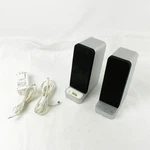 Ihome IH70S Speakers Silver & Black With Cables Untested. Fixed Price $14.39.