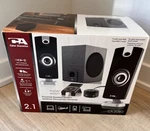 Cyber Acoustics CA-3080 18W Powered 2.1 Speaker System Control Pod New Open Box. Fixed Price $27.00.
