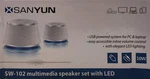Sanyun SW-102 Multimedia Speaker Set W/ Led Excellent. Black, Usb & 3.5MM Jack.. Fixed Price $14.95.
