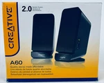 Creative A60 2.0 Desktop Stereo Speaker System Black 2W Rms Each. Fixed Price $26.95.