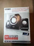 Brand New Coby 50W 2.1-CHANNEL Multimedia Speaker System CSMP67 Sealed. Fixed Price $74.95.