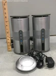 The Sharper Image CT413 Silver Indoor Outdoor Wireless Speaker Set. Fixed Price $24.99.