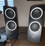 Logitech Wired 2.0 Computer Speakers Black W/ Volume Control, Headphone Jack. Fixed Price $15.00.