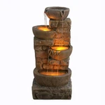 Outdoor Water Fountain With Led Lights, Cascading Bowls, Brown. Fixed Price $199.99.