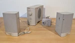 Labtec Computer Amplified Speakers LCS-2420 Vintage Beige 1990S W/ Subwoofer. Fixed Price $79.50.