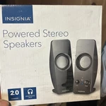 Insignia Powered Stereo Speakers 2.0 Channel Headphone Jack Black NS-PCS219 New. Fixed Price $24.99.