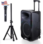 Altec Lansing Portable Bluetooth Party Speaker With Lights Mic & Stand. Fixed Price $421.12.