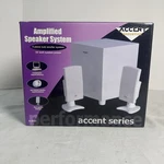 Accent Acoustics Amplified Speaker System 3 Piece Sub Woofer New In Box. Fixed Price $34.99.