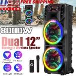 Dual 12'' Woofer Bluetooth Speaker Heavy Bass Stereo Sound System Party & Mic. Fixed Price $125.99.