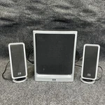 Hp ED808AA 60W 3 Pc Computer Speaker System W/ Powered Subwoofer & Wired Remote. Fixed Price $37.42.