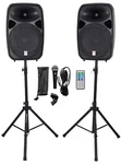 Rockville RPG152K Dual 15" Powered Speakers/bluetooth+mic+speaker Stands+cables. Fixed Price $399.95.