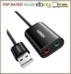 Ugreen Usb To Audio Jack Sound Card Adapter With Dual Trs 3-POLE 3.5MM Headphone. Fixed Price $20.75.