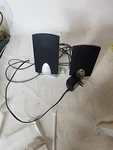 Two Wired Emachines Speakers SP-30A W/ Wall Hang Capability + HB-208C Power Cord. Fixed Price $39.99.
