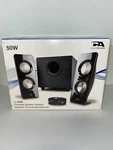 Cyber Acoustics CA-3350 2.1 Powered Speaker System. Fixed Price $34.99.