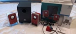 Logitech LS21 2.1 Stereo Speaker System (red)-used But Includes Box. Fixed Price $17.50.