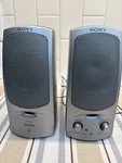 Vintage Sony SRS-A37 Portable Powered Speakers Mega Bass Silver Retro Audio. Fixed Price $35.00.