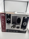 Brand New Cyber Acoustics CA-3080 18W Powered 2.1 Speaker System W/control Pod. Fixed Price $35.00.