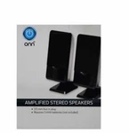 Onn Amplified Stereo Speakers Universal 3.5MM Input Lightweight Compact New!. Fixed Price $12.99.