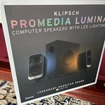 Klipsch Promedia Lumina 2.1-CHANNEL Computer Speaker System With Bluetooth Led. Fixed Price $305.00.