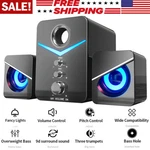 Usb Computer Speakers System Stereo Bass Subwoofer Led For Desktop Laptop Pc. Fixed Price $19.89.