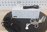 Used White Sylvania Bluetooth Mini Speaker Model SP258 W/ Cords & Charger - Usa. Fixed Price $14.99.
