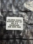 Biostar G31D-M7 Motherboard With Intel E3300 Cpu And 2GB Of DDR2 Ram. Fixed Price $65.00.