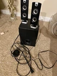 Insignia 2.1 Bluetooth Speaker System, NS-PSB4721 (3-PIECE) Black. Fixed Price $25.00.