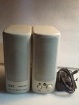 Vintage Qic Desktop Multimedia Speaker System Gray Model 8860. Fixed Price $24.95.