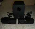 Hercules Xps 2.1 50 3-PC Speaker Subowoofer System (black). Fixed Price $42.99.