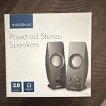 Insignia 2.0 Channel Wired Stereo Speakers NS-PCS219, Headphone Jack, Black. Fixed Price $19.99.
