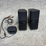 Bose Media Mate Computer Speakers Black Pair With All Chords - Tested Working. Fixed Price $34.99.