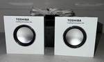 Leed Toshiba Speaker Battery Powered Compact Size White Left & Right. Fixed Price $10.50.