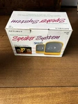 Optimum Sports Yellow Radioshack Mini Speaker Systems 40-1400 With Box Nos. Fixed Price $16.00.