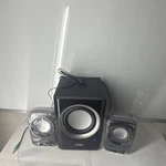 Coby CSMP52 2.1 Channel Wired Multimedia Speaker System 3.5MM Volume, Black. Fixed Price $50.00.