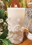 White Wax With Jasmine Floral Design Aquaflame Fountain Candle - Remote Control. Fixed Price $59.95.