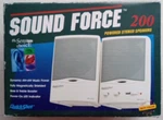Sound Force 200 Powered Stereo Speakers- 4W Music Magenitcally Shielded. Fixed Price $26.00.