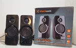Blackweb BWA15HO110 Computer Speakers 3.5MM Aux Input Desktop Pair Tested. Fixed Price $17.99.