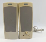 Pair Altec Lansing ACS21W 2.0 White/beige Desktop Computer Speakers Set Retro. Fixed Price $14.99.