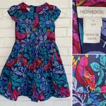Monsoon 7 Girls Dress Cotton Bird Floral Print. Fixed Price $19.00.
