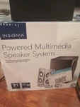 Insignia 2.1 Powered Multi- Speaker System (3-PIECE) Black, Pre Owned Open Box. Fixed Price $19.99.