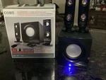 Coby CS-MP77 High Performance 2.1 Channel Computer Speaker System MP3 75 Watt. Fixed Price $35.00.